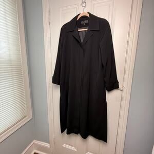Black Overcoat Womens 6P Petite Black Fully Lined Pockets Long Sleeve Collared